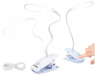 LED STOLNÁ LAMPA s klipom, nočné čítanie, dotyk, 3 stupne jasu